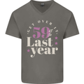 Funny 60th Birthday 59 is So Last Year Mens V-Neck Cotton T-Shirt Charcoal