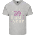 Funny 60th Birthday 59 is So Last Year Mens V-Neck Cotton T-Shirt Sports Grey