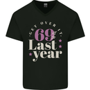 Funny 70th Birthday 69 is So Last Year Mens V-Neck Cotton T-Shirt Black