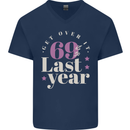 Funny 70th Birthday 69 is So Last Year Mens V-Neck Cotton T-Shirt Navy Blue
