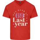 Funny 70th Birthday 69 is So Last Year Mens V-Neck Cotton T-Shirt Red