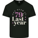 Funny 80th Birthday 79 is So Last Year Mens V-Neck Cotton T-Shirt Black