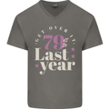Funny 80th Birthday 79 is So Last Year Mens V-Neck Cotton T-Shirt Charcoal