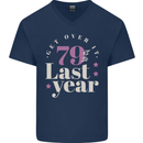 Funny 80th Birthday 79 is So Last Year Mens V-Neck Cotton T-Shirt Navy Blue