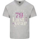 Funny 80th Birthday 79 is So Last Year Mens V-Neck Cotton T-Shirt Sports Grey