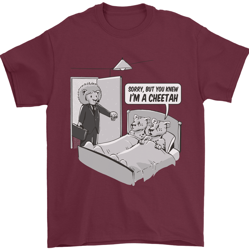 Funny Adultery Cheating Cheetahs Mens T-Shirt 100% Cotton Maroon
