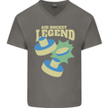 Funny Air Hockey Legend Mens V-Neck Cotton T-Shirt Charcoal