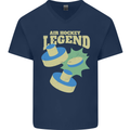 Funny Air Hockey Legend Mens V-Neck Cotton T-Shirt Navy Blue