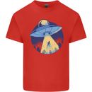 Funny Alien Abduction UFO Kids T-Shirt Childrens Red