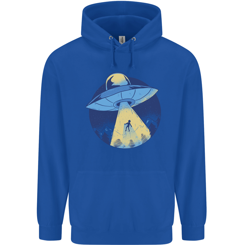 Funny Alien Abduction UFO Mens 80% Cotton Hoodie Royal Blue