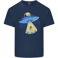 Funny Alien Abduction UFO Mens Cotton T-Shirt Tee Top Navy Blue