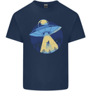 Funny Alien Abduction UFO Mens Cotton T-Shirt Tee Top Navy Blue