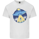 Funny Alien Abduction UFO Mens Cotton T-Shirt Tee Top White