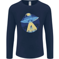 Funny Alien Abduction UFO Mens Long Sleeve T-Shirt Navy Blue