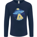 Funny Alien Abduction UFO Mens Long Sleeve T-Shirt Navy Blue