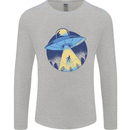 Funny Alien Abduction UFO Mens Long Sleeve T-Shirt Sports Grey