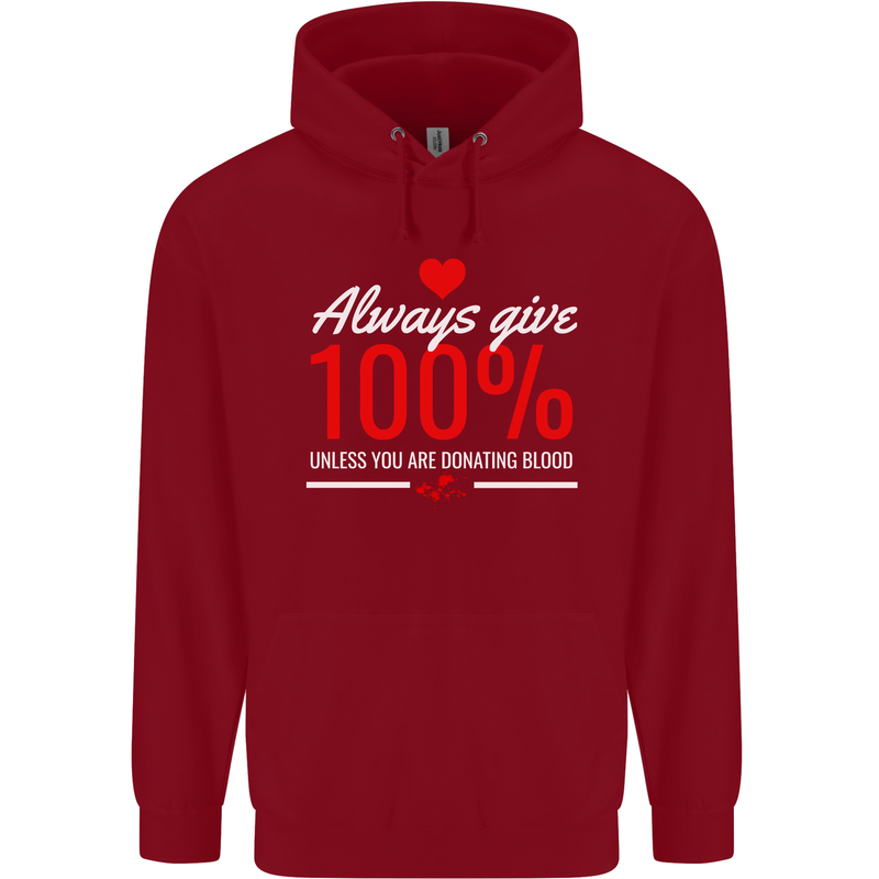 Funny Always Give 100% Unless Blood Donor Childrens Kids Hoodie Red