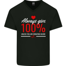 Funny Always Give 100% Unless Blood Donor Mens V-Neck Cotton T-Shirt Black