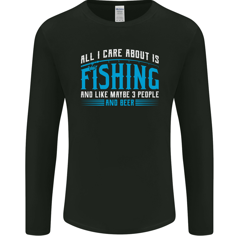 Funny Antisocial Fishing Fisherman Mens Long Sleeve T-Shirt Black