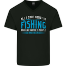 Funny Antisocial Fishing Fisherman Mens V-Neck Cotton T-Shirt Black