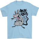Funny Anxious Rat Anxiety Mens T-Shirt 100% Cotton Light Blue