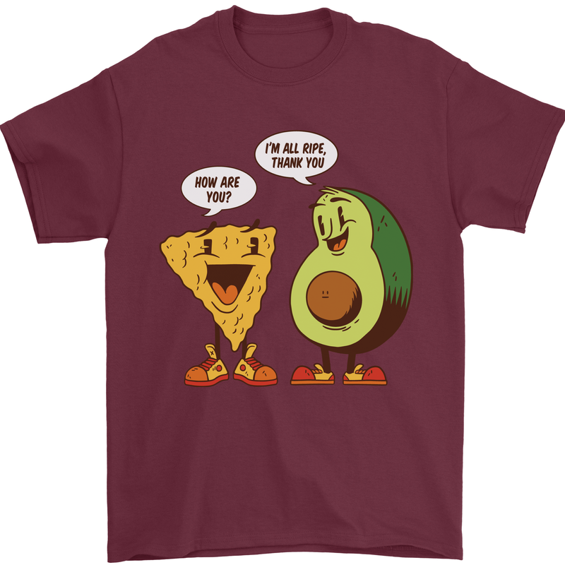 Funny Avocado Joke Mens T-Shirt 100% Cotton Maroon