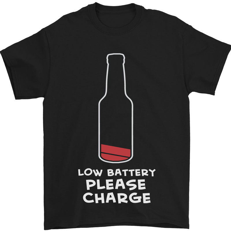 a black t - shirt that says low battery please charge