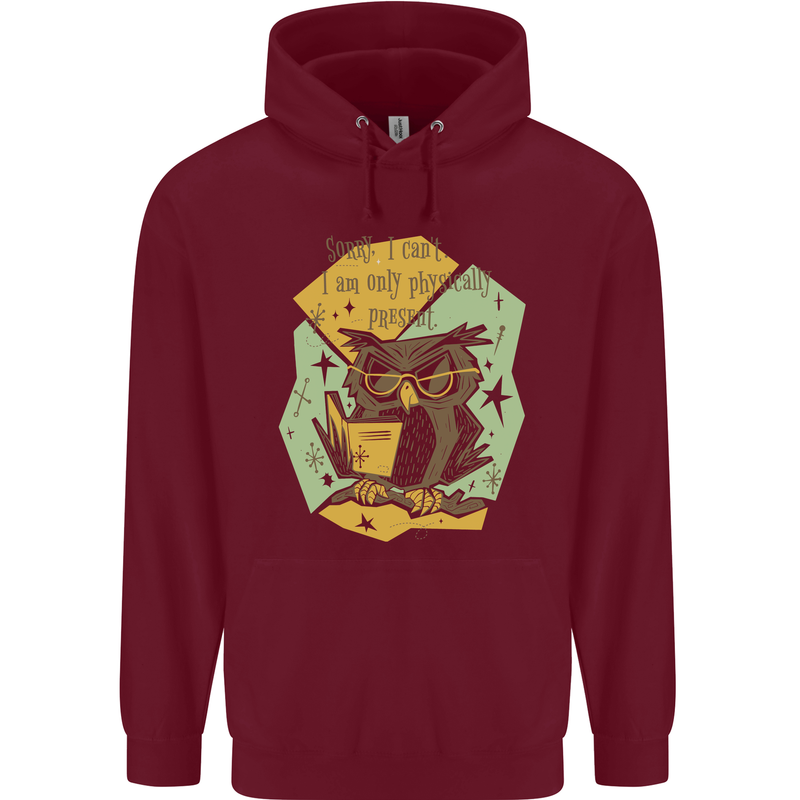 Funny Book Reading Owl Bookworm Books Childrens Kids Hoodie Maroon