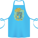 Funny Book Reading Owl Bookworm Books Cotton Apron 100% Organic Turquoise