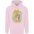 Funny Book Reading Owl Bookworm Books Mens 80% Cotton Hoodie Light Pink
