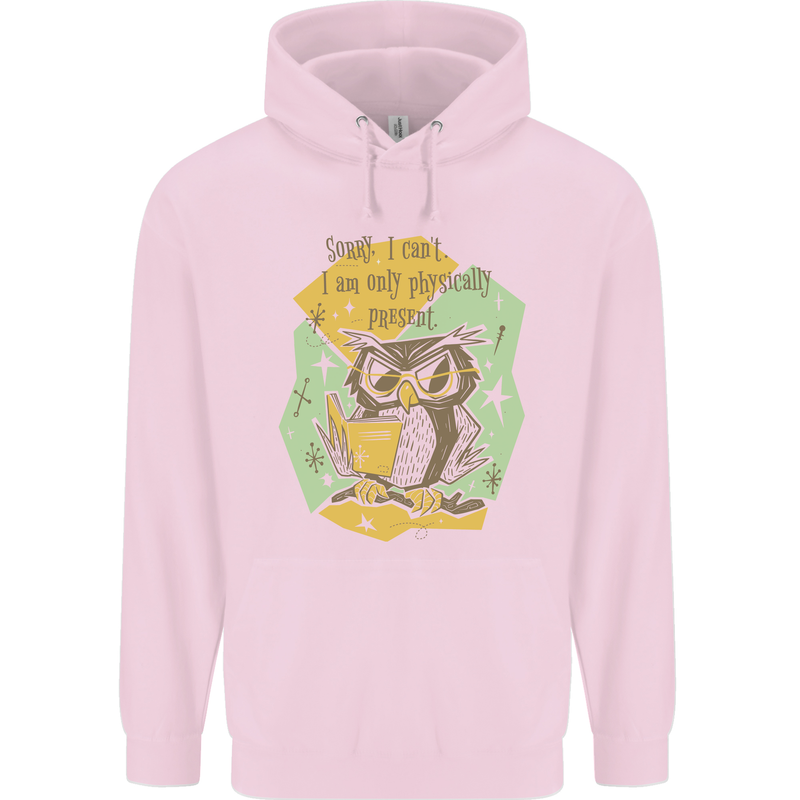 Funny Book Reading Owl Bookworm Books Mens 80% Cotton Hoodie Light Pink