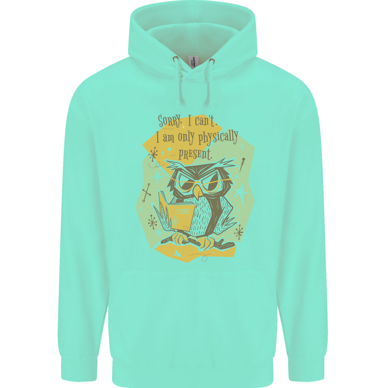 Funny Book Reading Owl Bookworm Books Mens 80% Cotton Hoodie Peppermint