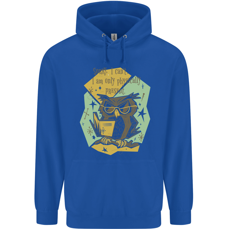Funny Book Reading Owl Bookworm Books Mens 80% Cotton Hoodie Royal Blue