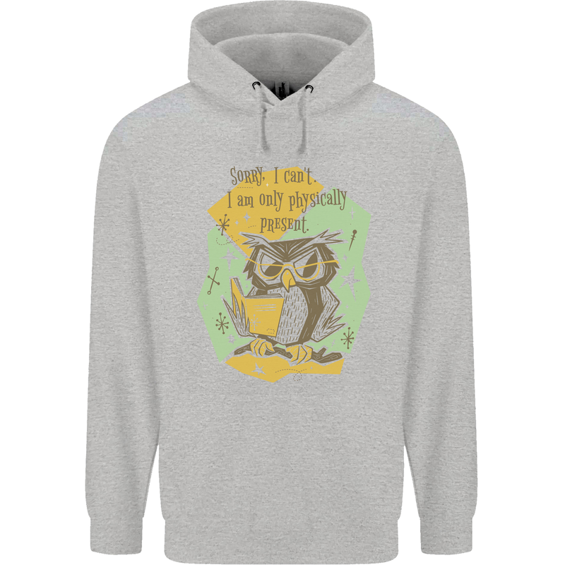 Funny Book Reading Owl Bookworm Books Mens 80% Cotton Hoodie Sports Grey