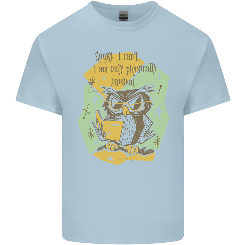 Funny Book Reading Owl Bookworm Books Mens Cotton T-Shirt Tee Top Light Blue