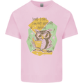 Funny Book Reading Owl Bookworm Books Mens Cotton T-Shirt Tee Top Light Pink