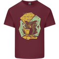 Funny Book Reading Owl Bookworm Books Mens Cotton T-Shirt Tee Top Maroon