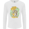 Funny Book Reading Owl Bookworm Books Mens Long Sleeve T-Shirt White