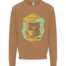 Funny Book Reading Owl Bookworm Books Mens Sweatshirt Jumper Caramel Latte
