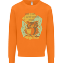 Funny Book Reading Owl Bookworm Books Mens Sweatshirt Jumper Orange