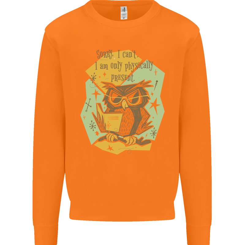 Funny Book Reading Owl Bookworm Books Mens Sweatshirt Jumper Orange
