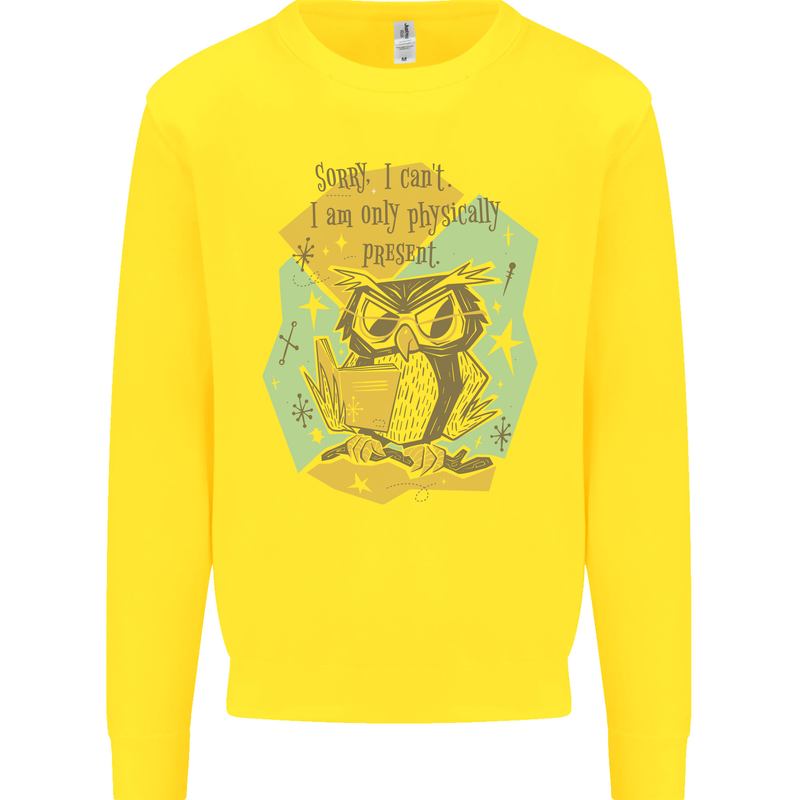 Funny Book Reading Owl Bookworm Books Mens Sweatshirt Jumper Yellow
