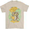 Funny Book Reading Owl Bookworm Books Mens T-Shirt 100% Cotton Sand
