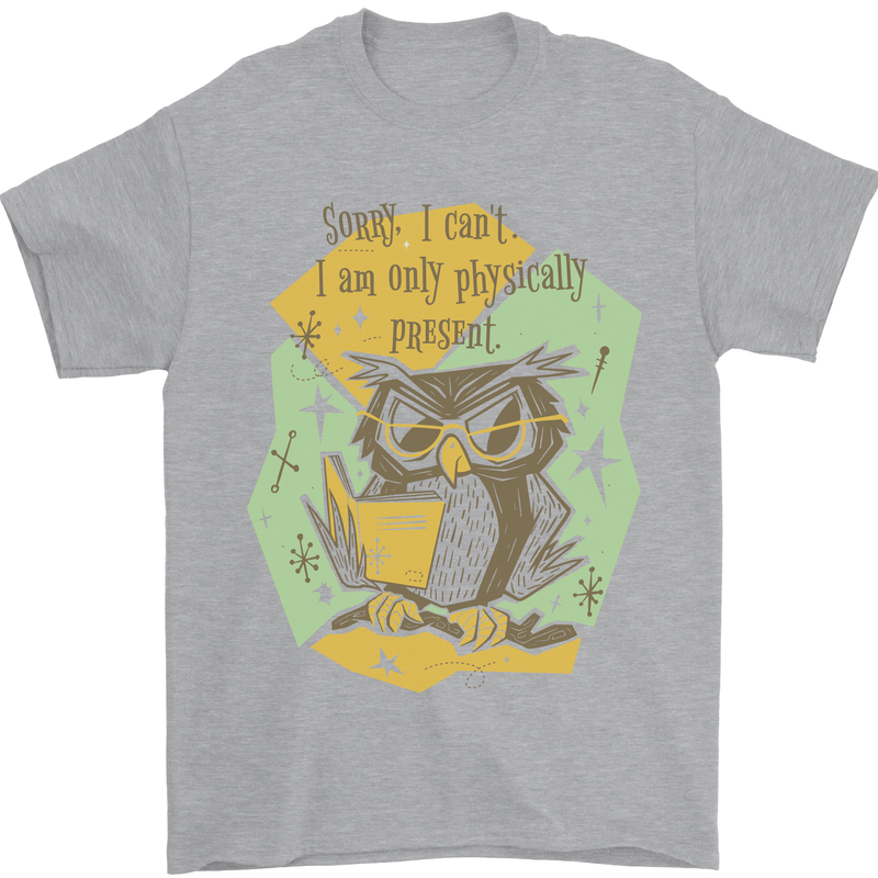 Funny Book Reading Owl Bookworm Books Mens T-Shirt 100% Cotton Sports Grey