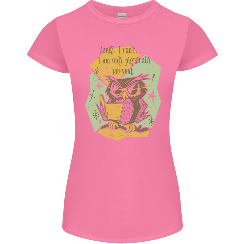 Funny Book Reading Owl Bookworm Books Womens Petite Cut T-Shirt Azalea