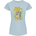 Funny Book Reading Owl Bookworm Books Womens Petite Cut T-Shirt Light Blue