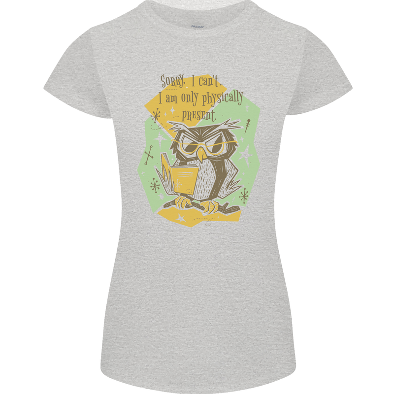 Funny Book Reading Owl Bookworm Books Womens Petite Cut T-Shirt Sports Grey