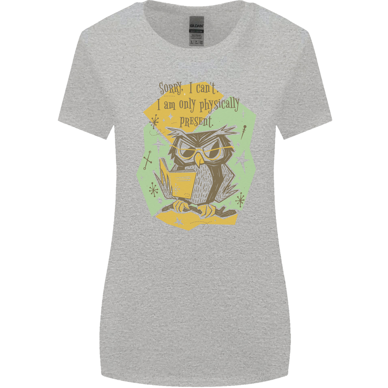 Funny Book Reading Owl Bookworm Books Womens Wider Cut T-Shirt Sports Grey