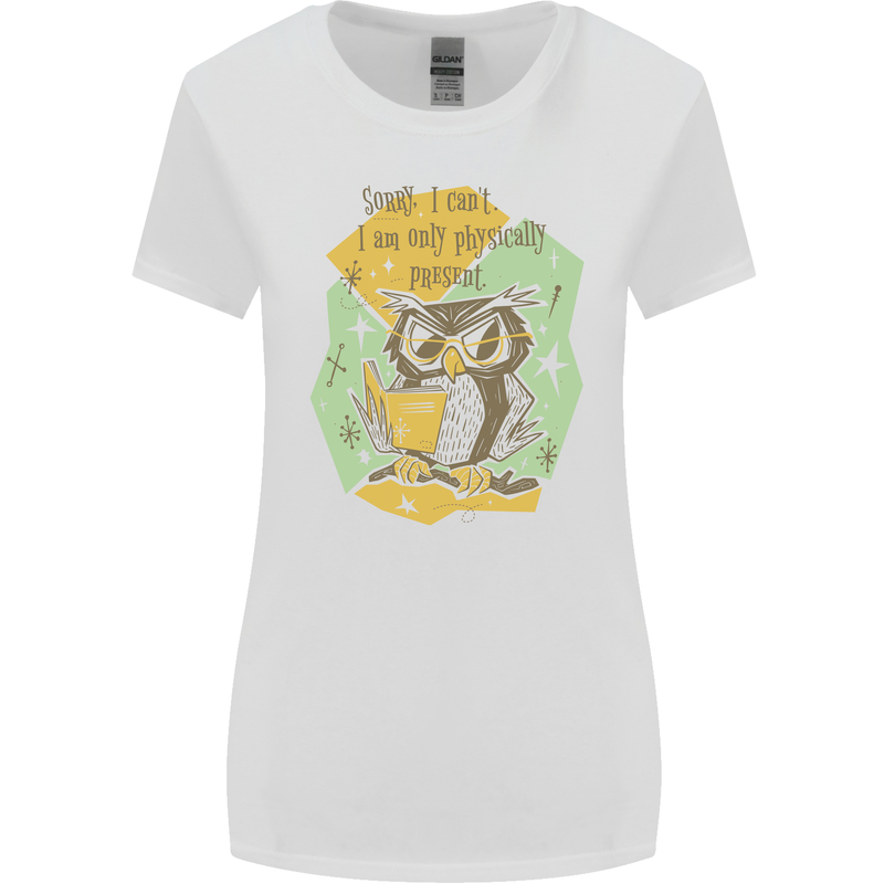 Funny Book Reading Owl Bookworm Books Womens Wider Cut T-Shirt White