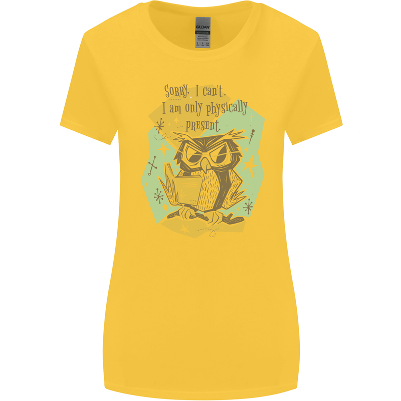 Funny Book Reading Owl Bookworm Books Womens Wider Cut T-Shirt Yellow